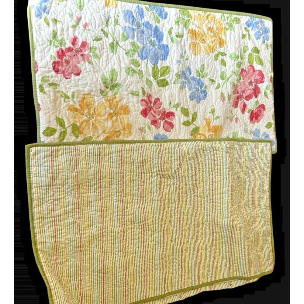 Martha Stewart Dorset Flowers Quilted King Sham- Retired Pattern - Set of 2